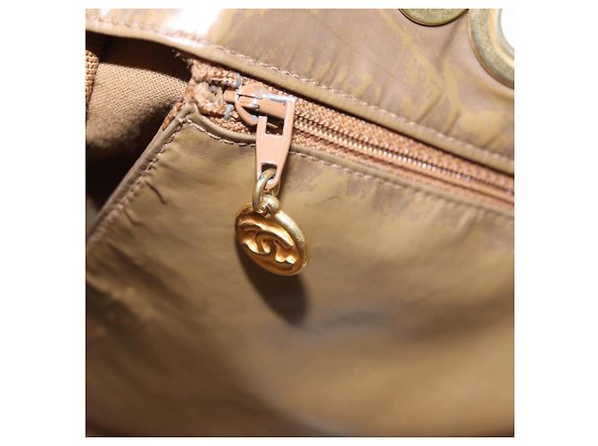 CHANEL COCO Borsa Tote in pelle lucida Beige CC Auth bs16858 - vista 19