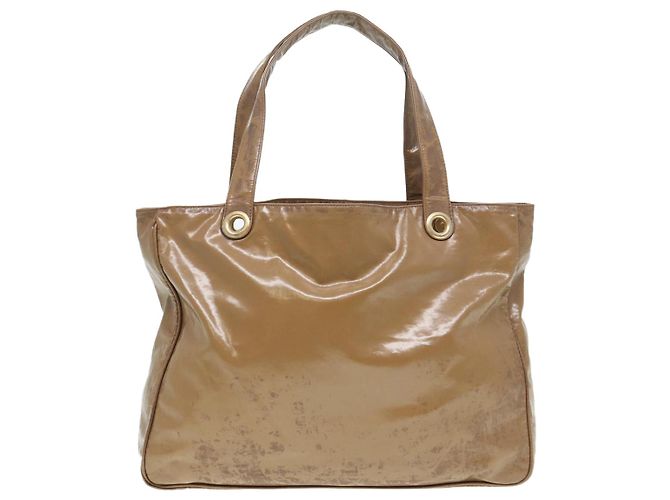 CHANEL COCO Borsa Tote in pelle lucida Beige CC Auth bs16858 - vista 2
