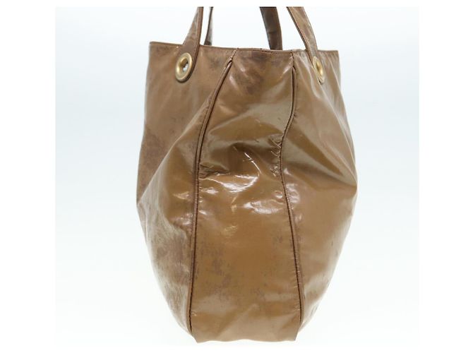 CHANEL COCO Borsa Tote in pelle lucida Beige CC Auth bs16858 - vista 5