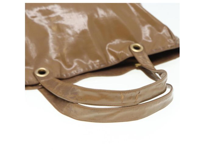 CHANEL COCO Borsa Tote in pelle lucida Beige CC Auth bs16858 - vista 7