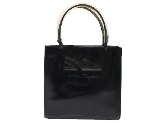 Borsa a mano Salvatore Ferragamo Smalto Nero Oro Auth bs16870 D'oro - vista 2