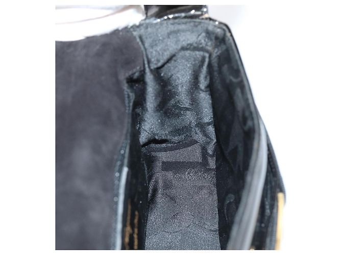 Borsa a Spalla Salvatore Ferragamo in Pelle Verniciata Nera e Oro Auth bs16894 Nero D'oro - vista 18