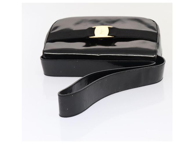 Borsa a Spalla Salvatore Ferragamo in Pelle Verniciata Nera e Oro Auth bs16894 Nero D'oro - vista 7
