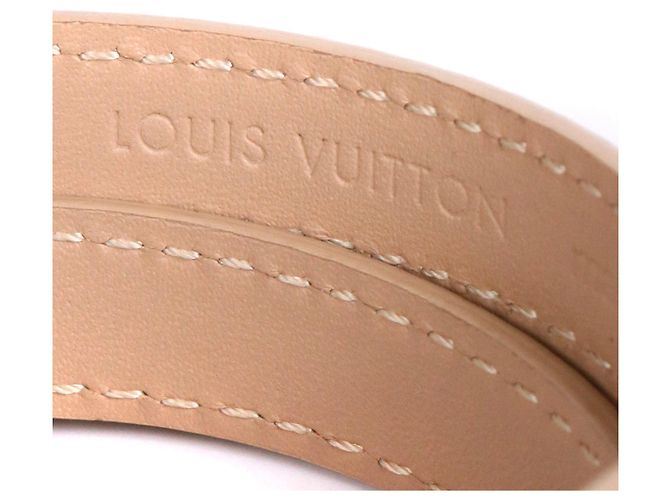 LOUIS VUITTON - Louis Vuitton triple tour bracelet in beige leather (T17) - view 4