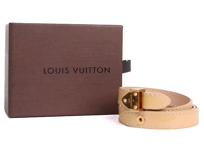 LOUIS VUITTON - Louis Vuitton triple tour bracelet in beige leather (T17) - view 7