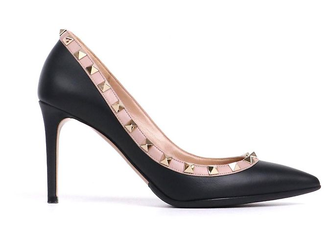 Valentino Garavani VALENTINO - Décolleté Valentino Rockstud in pelle nera (T37) Nero - vista 2