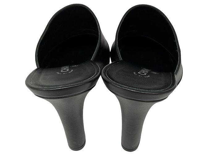 Mules in pelle di agnello con logo CC in rilievo nero Chanel 2017 - vista 6