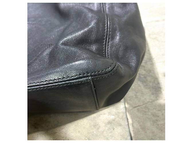Vintage CHANEL Zugband Schildkröte Ring Griff Tasche Schwarz - Ansicht 13