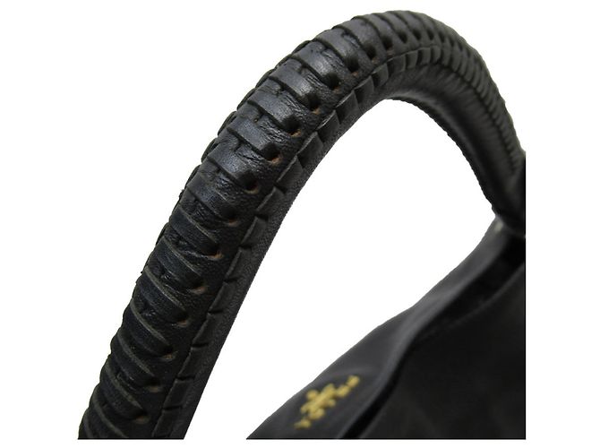 Borsa a spalla in pelle nera Prada - vista 3