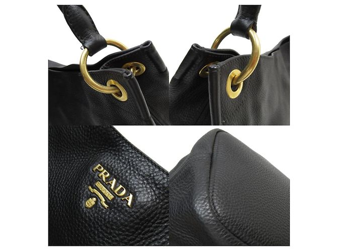 Borsa a spalla in pelle nera Prada - vista 4