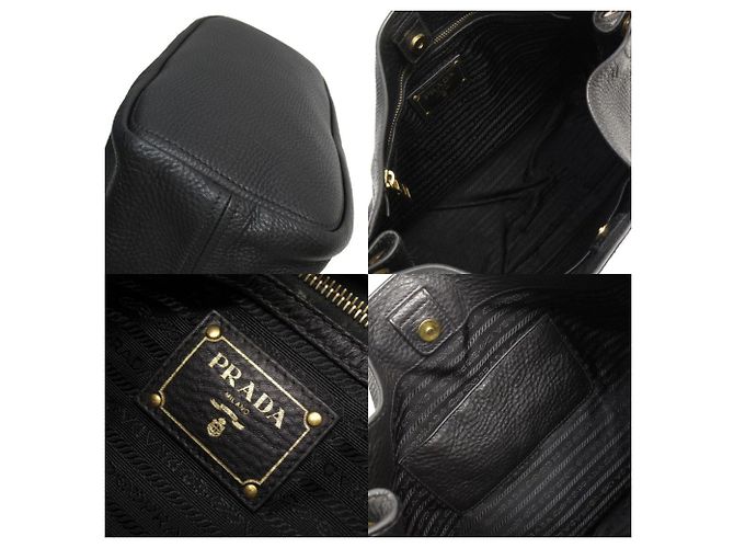 Borsa a spalla in pelle nera Prada - vista 5