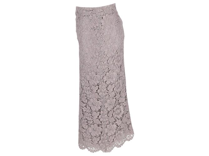 Valentino Garavani Falda midi de encaje Valentino en algodón gris - vista 2