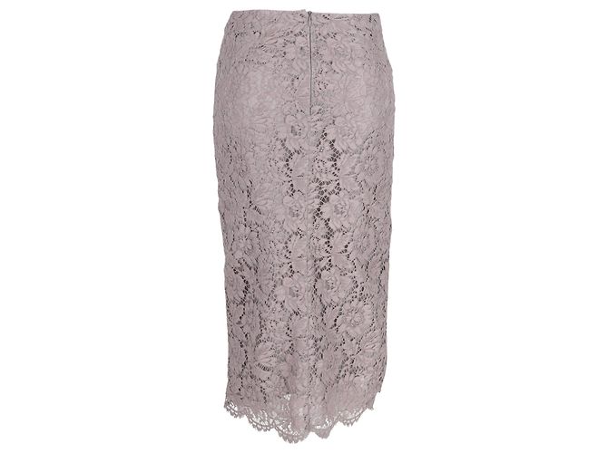 Valentino Garavani Falda midi de encaje Valentino en algodón gris - vista 3