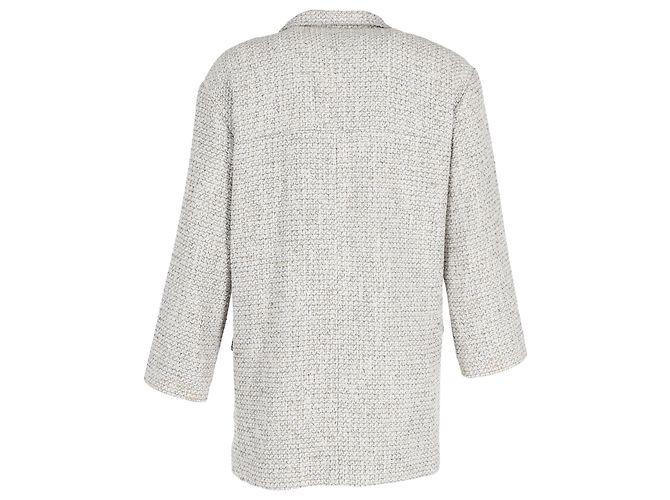 Timeless Jaqueta de botão duplo com bolsos em tweed cinza Chanel - vista 3
