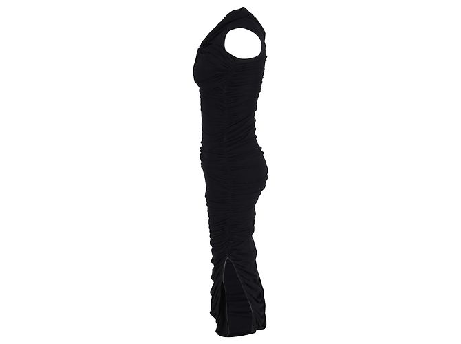 Vestido midi drapeado Khaite Spence en algodón negro - vista 2