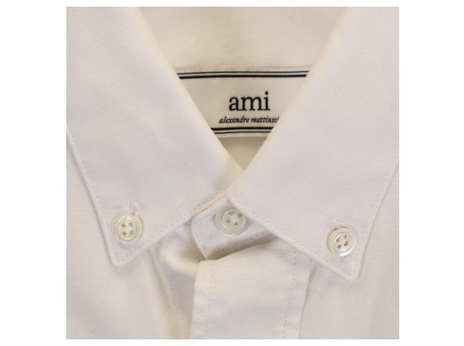 Camicia a maniche lunghe con bottoni Ami Paris in cotone bianco Crudo - vista 2