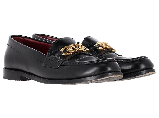 Valentino Garavani Mocassini Valentino VCHAIN in pelle nera Nero - vista 3