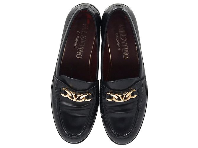 Valentino Garavani Mocassini Valentino VCHAIN in pelle nera Nero - vista 5
