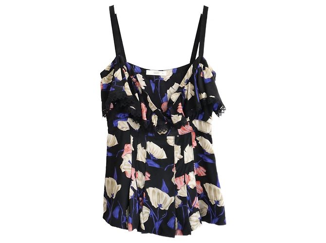 Top com acabamento em renda floral da Prada Resort 2008 Preto - vista 2