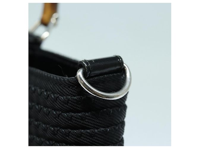Borsa a mano in tela GUCCI Bamboo 2way Nero Oro 000 1998 0540 Auth ep5246 D'oro - vista 14