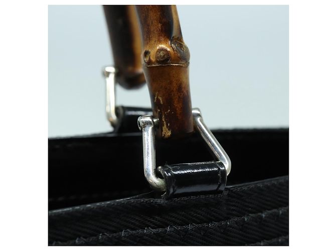 Borsa a mano in tela GUCCI Bamboo 2way Nero Oro 000 1998 0540 Auth ep5246 D'oro - vista 15