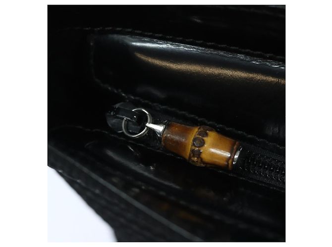 Borsa a mano in tela GUCCI Bamboo 2way Nero Oro 000 1998 0540 Auth ep5246 D'oro - vista 16