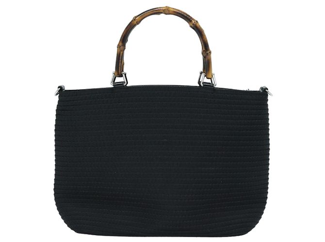 Borsa a mano in tela GUCCI Bamboo 2way Nero Oro 000 1998 0540 Auth ep5246 D'oro - vista 2