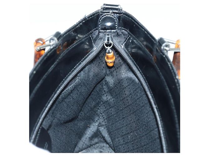 Borsa a mano in tela GUCCI Bamboo 2way Nero Oro 000 1998 0540 Auth ep5246 D'oro - vista 20