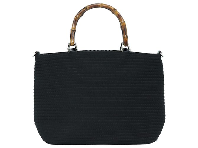 Borsa a mano in tela GUCCI Bamboo 2way Nero Oro 000 1998 0540 Auth ep5246 D'oro - vista 3