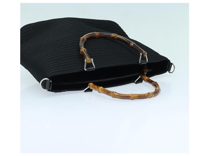 Borsa a mano in tela GUCCI Bamboo 2way Nero Oro 000 1998 0540 Auth ep5246 D'oro - vista 6