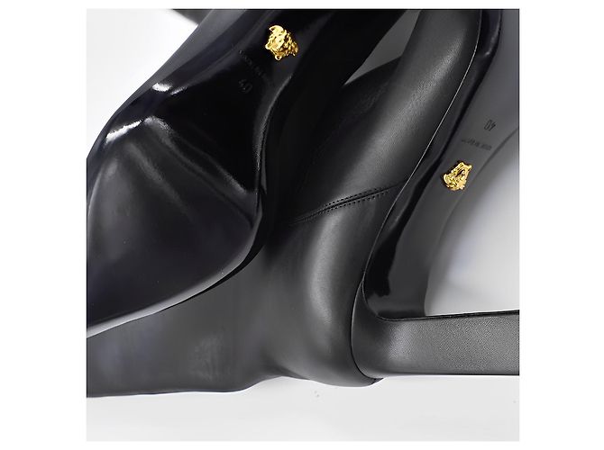 Botas altas de cuero negro Versace Virtus - vista 5