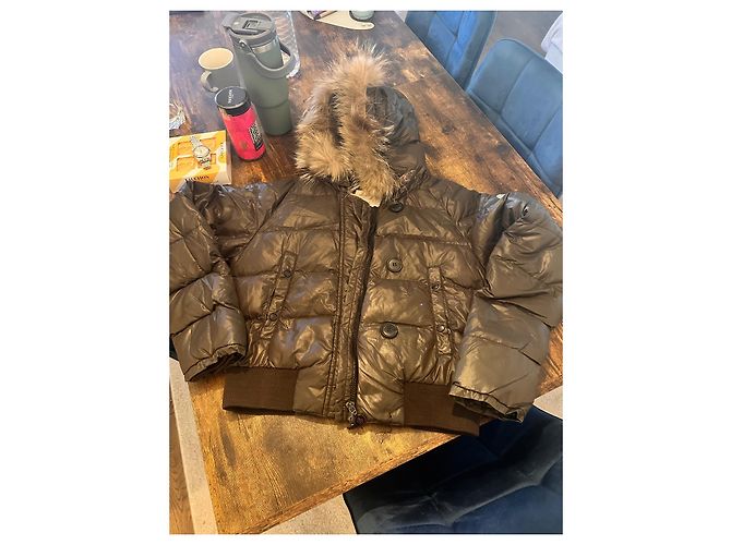 Chaqueta Moncler de Plumas Marrón con Piel Castaño - vista 12