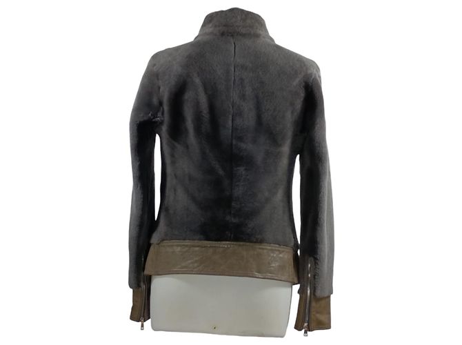 Autre Marque Graue Schaflederjacke - Ansicht 2