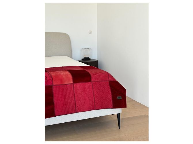 Coperta patchwork Fendi rosso scamosciata in seta e lana Bordò - vista 3