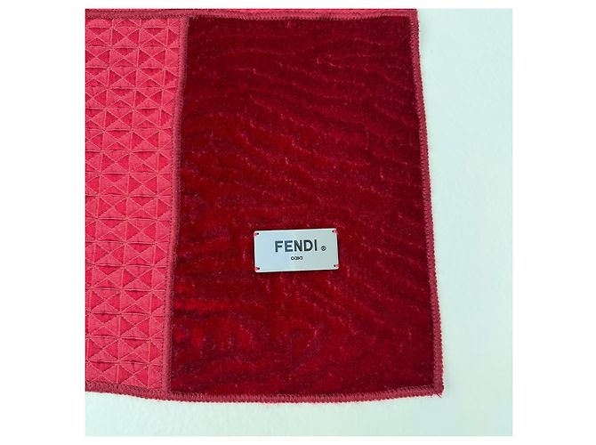 Coperta patchwork Fendi rosso scamosciata in seta e lana Bordò - vista 6