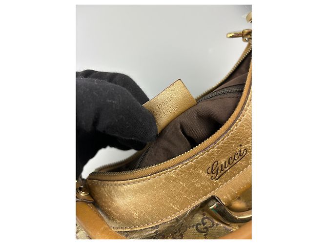 Borsa a mano Gucci Abbey D-Ring Marrone in Cotone - vista 12
