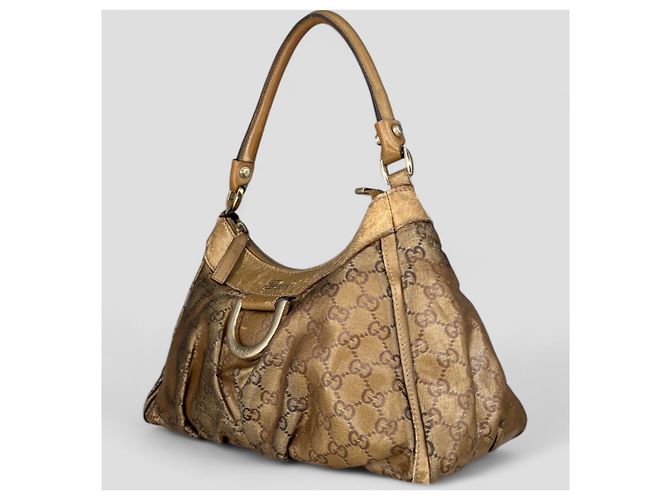 Borsa a mano Gucci Abbey D-Ring Marrone in Cotone - vista 2