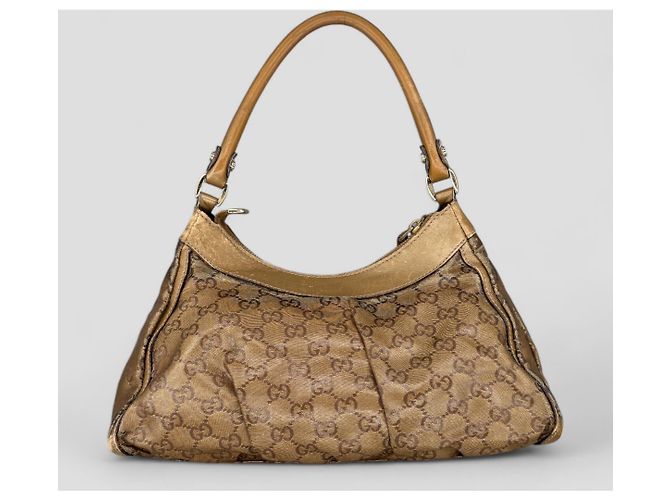 Borsa a mano Gucci Abbey D-Ring Marrone in Cotone - vista 4