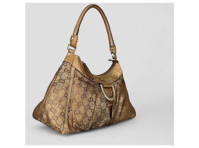 Borsa a mano Gucci Abbey D-Ring Marrone in Cotone - vista 6