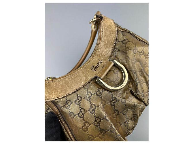Borsa a mano Gucci Abbey D-Ring Marrone in Cotone - vista 8