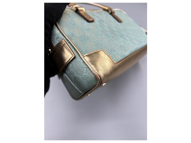 Borsa a mano Gucci Bowling Turchese in cotone - vista 11