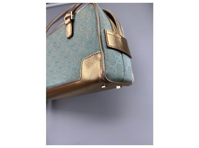 Borsa a mano Gucci Bowling Turchese in cotone - vista 12