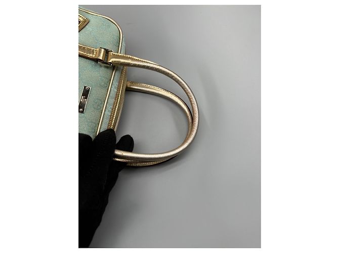 Borsa a mano Gucci Bowling Turchese in cotone - vista 13
