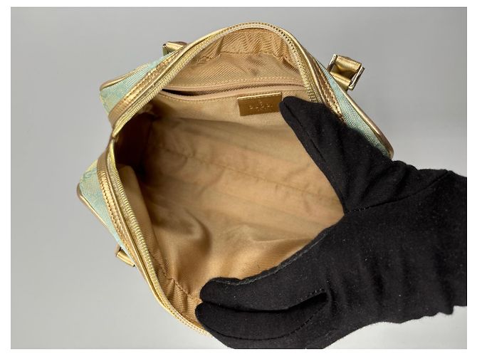Borsa a mano Gucci Bowling Turchese in cotone - vista 14