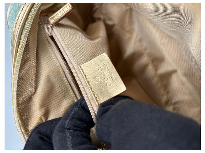 Borsa a mano Gucci Bowling Turchese in cotone - vista 15