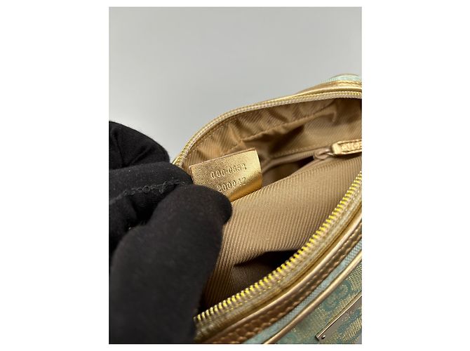 Borsa a mano Gucci Bowling Turchese in cotone - vista 16