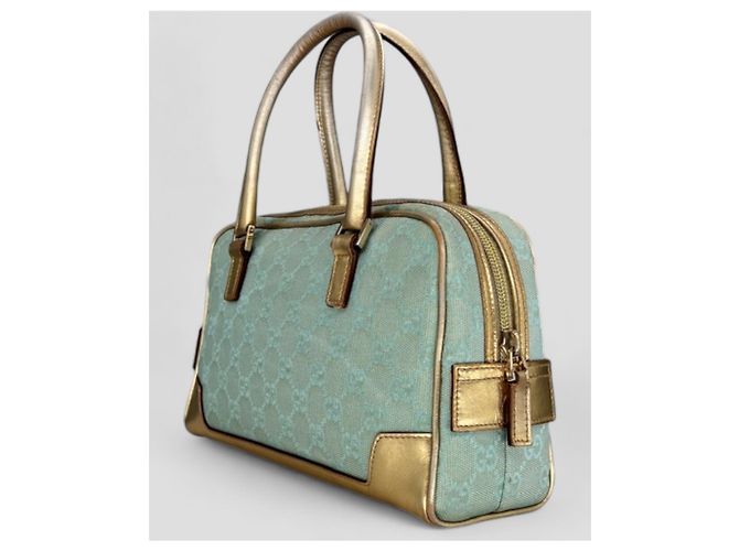 Borsa a mano Gucci Bowling Turchese in cotone - vista 3