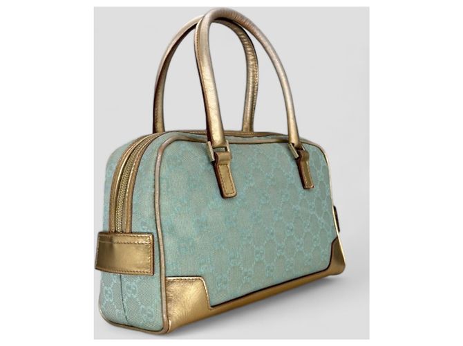 Borsa a mano Gucci Bowling Turchese in cotone - vista 5