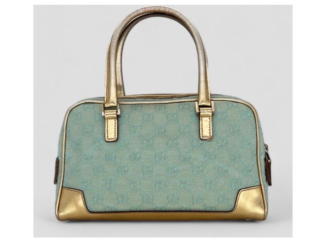 Borsa a mano Gucci Bowling Turchese in cotone - vista 7