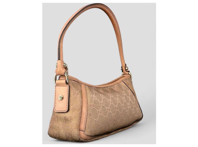 Borsa Gucci beige in cotone - vista 3